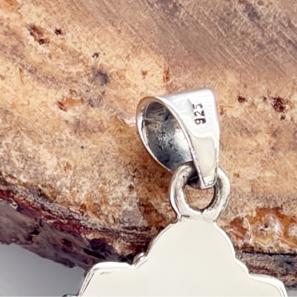 Pure Sterling Silver 925 Genuine Natural Turquoise Pendant Southwest Boho New - Picture 9 of 11